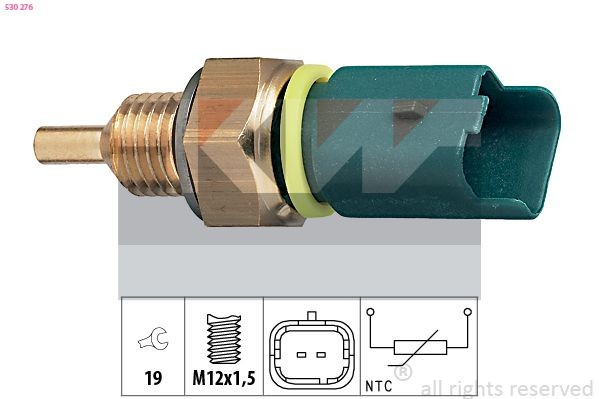 KW 530 276 Sensor, coolant temperature Made in Italy - OE Equivalent, green, green
