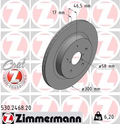 ZIMMERMANN COAT Z 530.2468.20 Brake disc 300x17mm, 7/5, 5x114, internally vented, Coated
