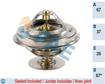 5302687 FAE Coolant thermostat VOLVO Opening Temperature: 87°C, with gaskets/seals