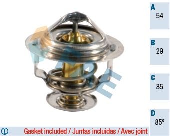 5303885 FAE Coolant thermostat KIA Opening Temperature: 85°C, with gaskets/seals