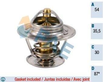 Coolant thermostat FAE Opening Temperature: 87°C, with gaskets/seals - 5303987