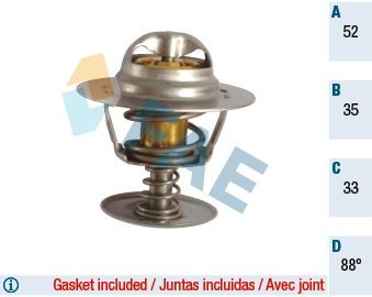 FAE 5305188 Engine thermostat Opening Temperature: 88°C, with gaskets/seals