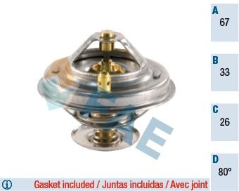 FAE 5307280 Engine thermostat Opening Temperature: 80°C, with gaskets/seals