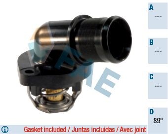 FAE 5322689 Engine thermostat Opening Temperature: 89°C, with gaskets/seals, Housing with Plastic Lid