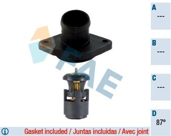 5322887 FAE Coolant thermostat SEAT Opening Temperature: 87°C, with gaskets/seals, Housing with Plastic Lid