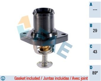 5322989 FAE Coolant thermostat PEUGEOT Opening Temperature: 89°C, with gaskets/seals