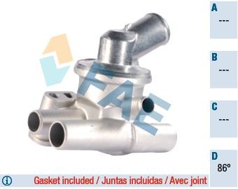 FAE 5331486 Engine thermostat Opening Temperature: 86°C, with gaskets/seals