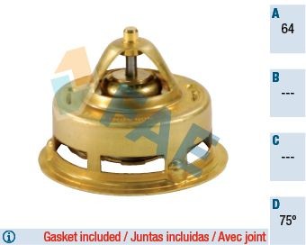 FAE Opening Temperature: 75°C, with gaskets/seals Thermostat, coolant 5346275 buy