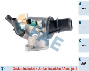 FAE 5349288 Engine thermostat Opening Temperature: 88°C, with gaskets/seals