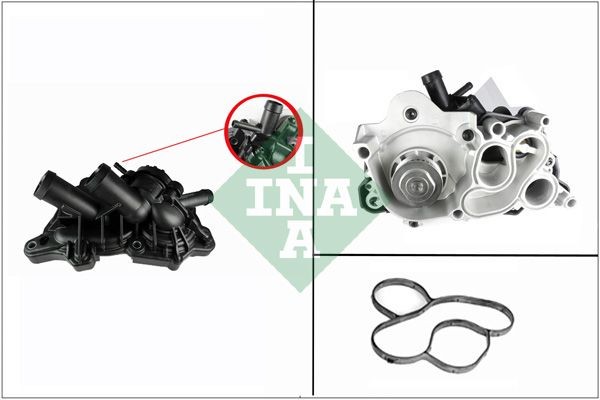 INA 538 0363 10 Water pump with belt pulley, with housing, for tooth belt accessory drive