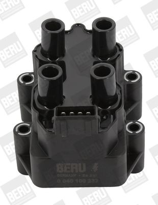 Ignition coil BERU 4-pin connector, 12V, Number of connectors: 4, Connector Type, saw teeth - ZS232
