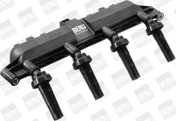 BERU E2019100381A1 Ignition coil pack 4-pin connector, 12V, SAE+Spark Spring, without electronics, Number of connectors: 4, Connector Type SAE, incl. spark plug connector