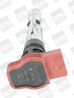 Coil pack BERU 4-pin connector, 12V, SAE-Kontaktfeder, Spark Spring, with electronics, Number of connectors: 1, with output stage, incl. spark plug connector - ZSE061