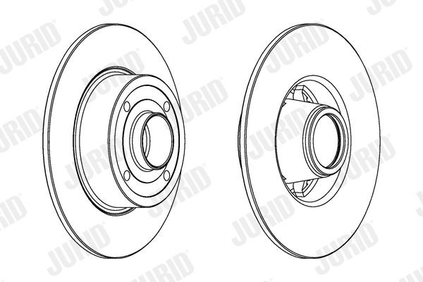JURID 562939JC-1 Disco freno 240x8mm, 4, pieno, rivestito, senza kit cuscinetto ruota, senza anello sensore ABS