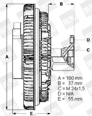 Original BERU 0 720 002 007 Thermal fan clutch LK007 for BMW 8 Series