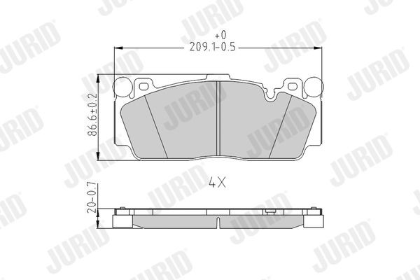 JURID 573617J Brake pad set prepared for wear indicator, without accessories