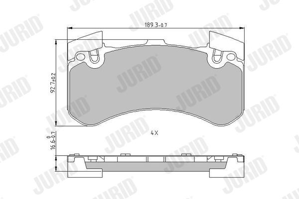 24847 JURID prepared for wear indicator, without accessories Height 1: 101mm, Height: 101mm, Width: 189,6mm, Thickness: 16,6mm Brake pads 573649J buy