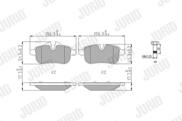 JURID 573651J Brake pad set prepared for wear indicator, without accessories