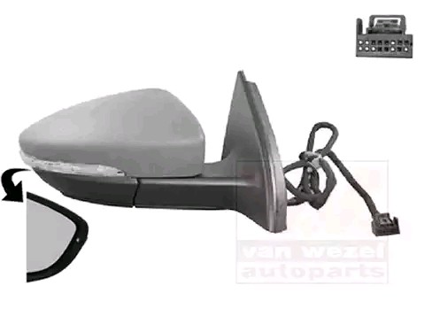 VAN WEZEL Right, primed, Complete Mirror, Convex, for electric mirror adjustment, Electronically foldable, Heatable Number of occupied contacts: 8 Side mirror 5740818 buy