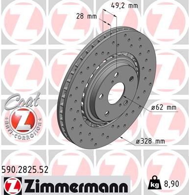 ZIMMERMANN 590.2825.52 Brake discs LEXUS LM 2020 in original quality