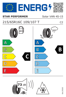215/65 R16 TL 109/107T SOLAR VAN 4S C 8PR BSW M+S 3PMSF