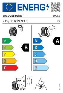 215/50-19 Bridgestone Weather Control A005 (+) 93T SEAL OE: Volkswagen ID.3 (VW310) 3PMSF