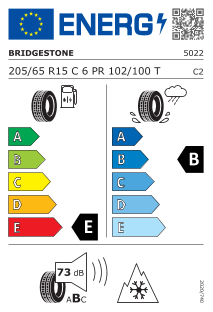 205/65 R15 TL 102/100T BLIZZAK LM-32 C C M+S LAML 6PR M+S 3PMSF