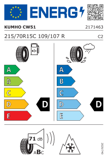 215/70-15C Kumho CW51 109/107R 8PR 3PMSF