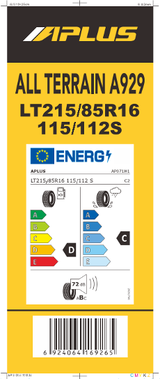 LT215/85SR16 APLUS TL A929 A/T OWL (NEU)115S *E*