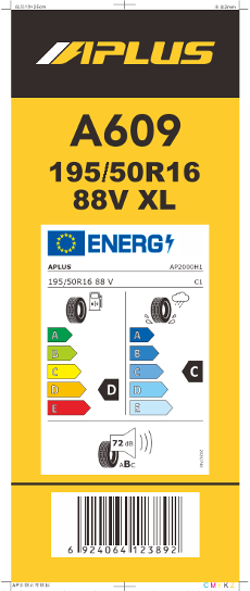 195/50-16XL Aplus A609 88V