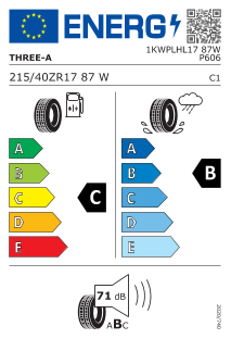215/40 R17 TL 87W P 606 XL