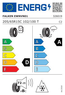 205/65 R15 TL 102/100T EUROWINTER VAN01 C 6PR M+S 3PMSF