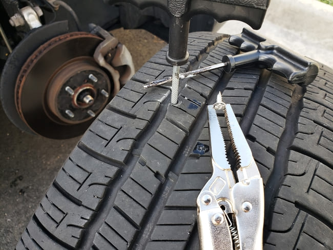 Punktering på bilen