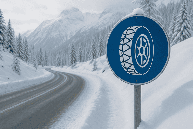 Fahren mit Schneeketten
