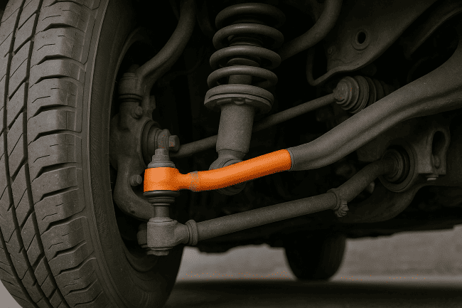 De koppelstang verbindt de stabilisatorstang met de wielophanging en helpt bij het verminderen van overhellen in bochten