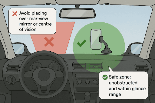 How to position a car phone holder safely