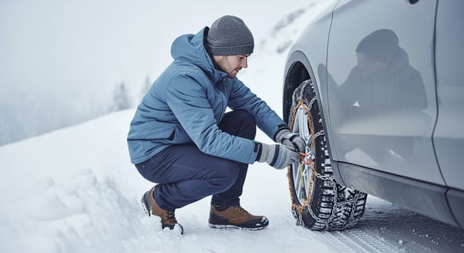 Schritt-für-Schritt Montage von Schneeketten