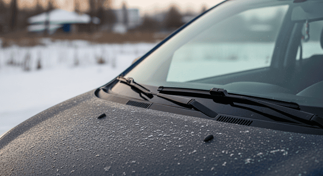 Vastgevroren ruitenwisser van de Ford Ka