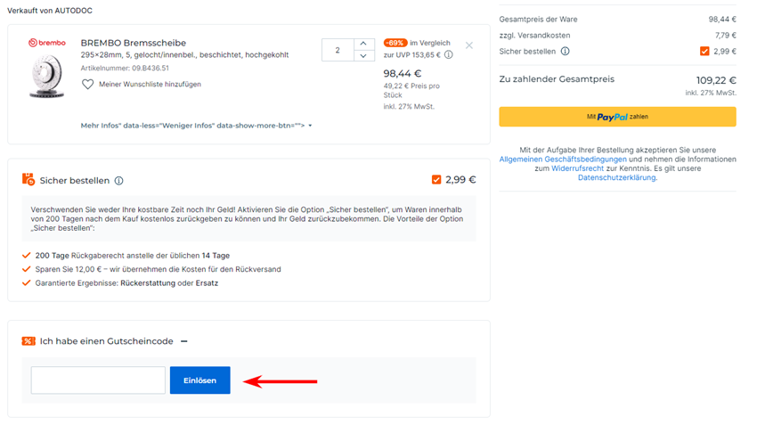 AUTODOC Gutscheincode und Aktionscode für Autoteile